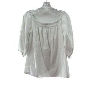 Trina Turk Womens White 100% Cotton Scoop Neck 3/4 Sleeve Blouse Size M
